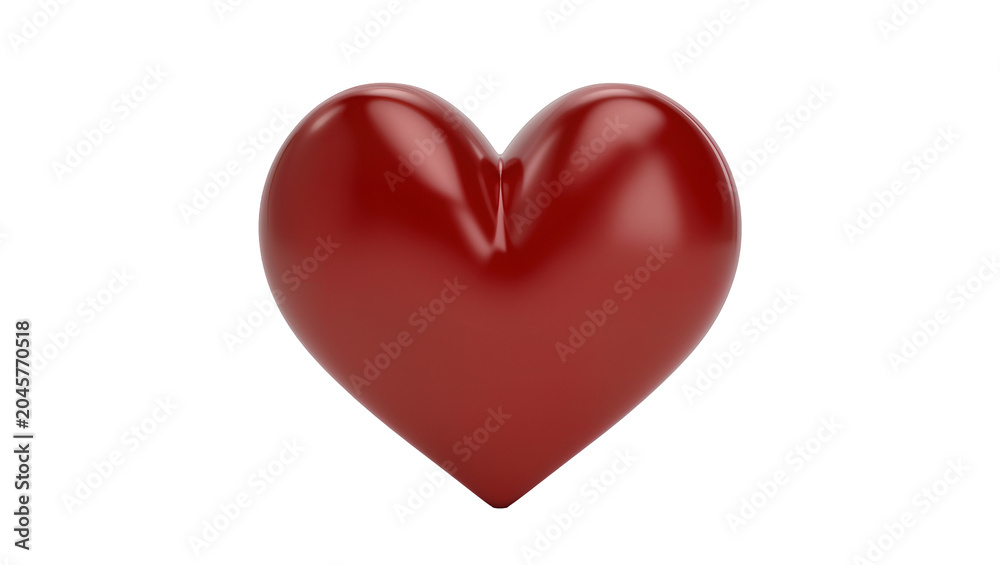 Fototapeta premium Glossy red heart shape, isolated on transparent background