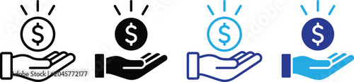 Fotografía Receiving money icon with hand holding coin
