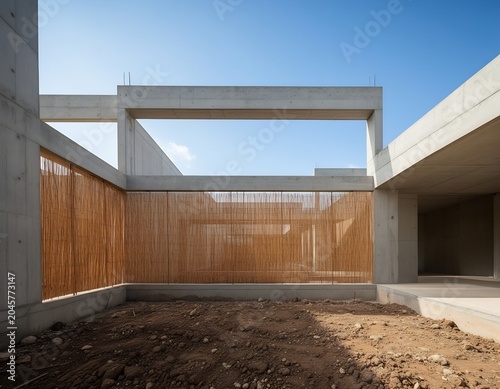 コンクリート建築　中庭　自然光　昼間