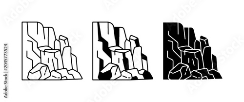 Schilderij op canvas Cliff Rock Formations, Mountain Peaks, Stone Structures, Outdoor Landscape Icons