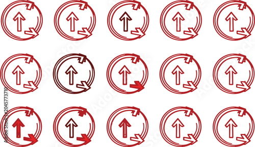 Φωτογραφία Circular Refresh Arrow Icon Collection with Upload Update Sync and Rotation Symb