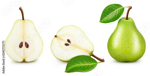Tableau sur toile Pears with leaf isolated Clipping Path