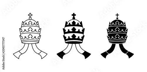 Schilderij op canvas Papal Tiara Icons, Religious Symbols, Vatican Regalia, Catholic Church Emblem Se