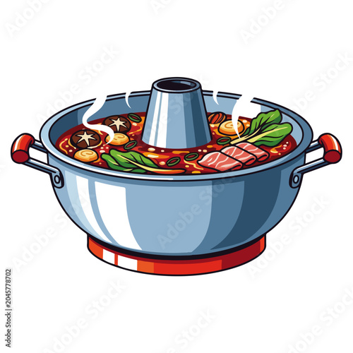 spicy chinese hot pot cartoon vector illustration