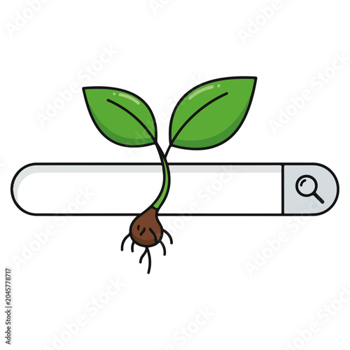 sprout growing from web search bar eco friendly flat vector illustration