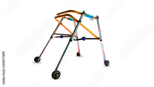 Fotografie Medical mobility aid walker with wheels for elderly or disabled people isolated