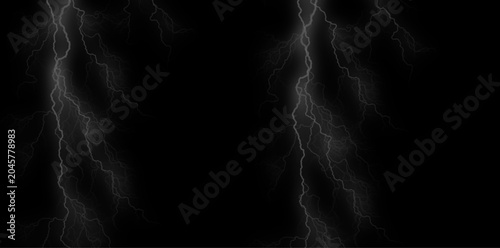 Lightning bolts on black background, electric storm