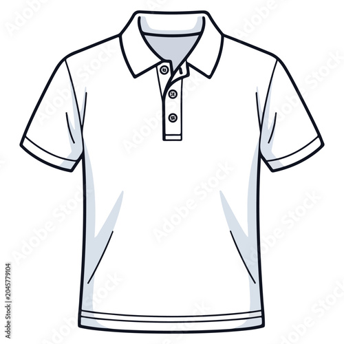 White Polo Shirt Minimalist Line Art Vector Template