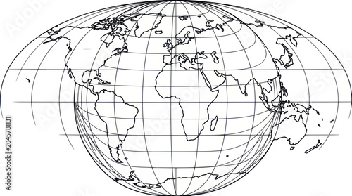 Bild auf Leinwand World Map Globe Projection Grid Lines