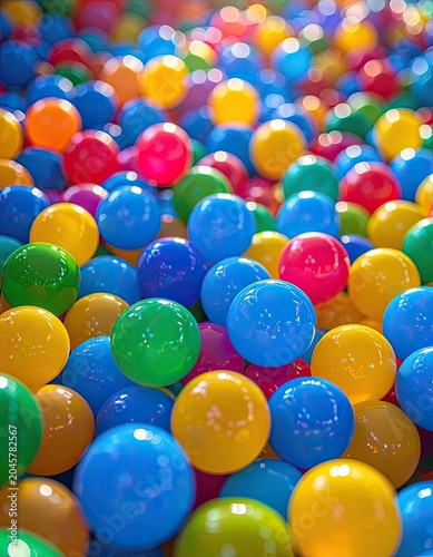 A colorful collection of plastic balls fills the frame.