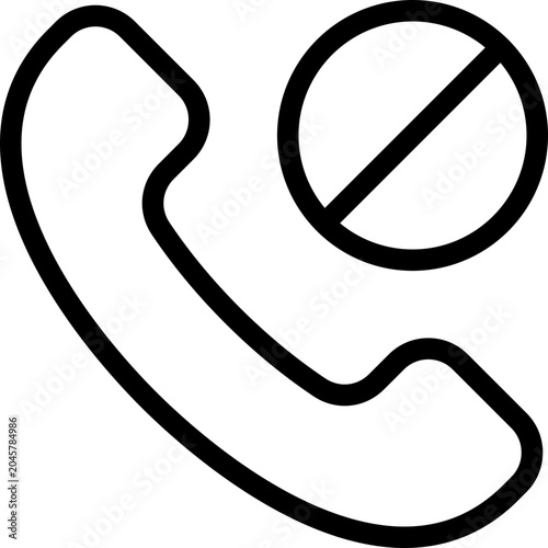 Black call blocked icon - outline