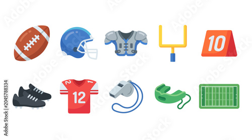 Photography American Football Sports Equipment Icons.
