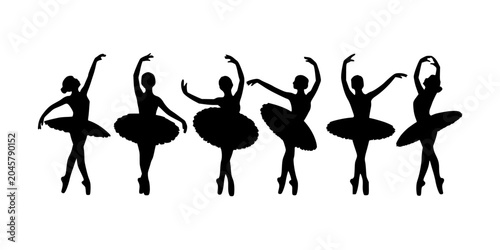 Foto Ballerinas Performing in Various Poses with Tutus and Arms Raised Featuring Danc