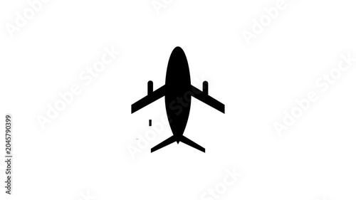 Airplane route line and flight path animation on white background.