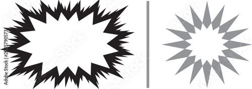 Obraz na plátně Comic book explosion speech bubble and geometric starburst vector icons with jag