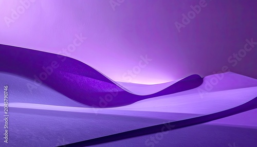 Abstract landscape with flowing purple and lavender curves.