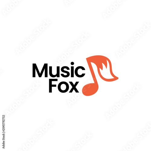 fox music notes tail logo vector icon illustration