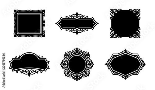 Bild auf Leinwand Ornate Vintage Frames, Decorative Labels, Black Vector Elements Set