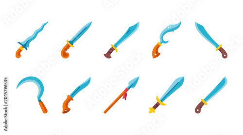 Bild auf Leinwand Collection of fantasy toy swords isolated.