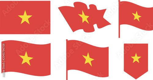 Schilderij op canvas Set of vietnam flags in different shapes and styles
