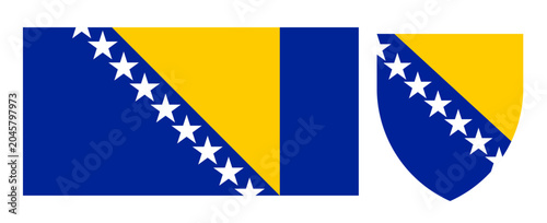 Bild auf Leinwand Bosnia and Herzegovina national flag and coat of arms set vector