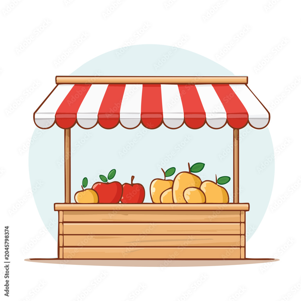 Obraz premium Fruit stand with apples and awning
