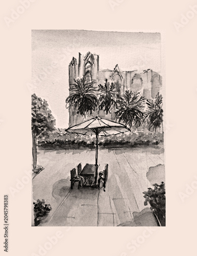 Hand painting watercolor art of watercolor illustration.