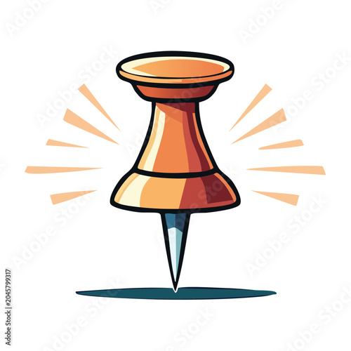 Orange pushpin illustration with radiating lines