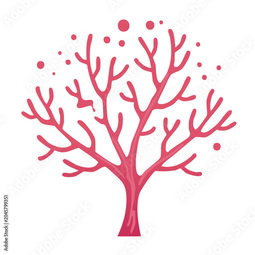 Pink coral illustration with bubbles
