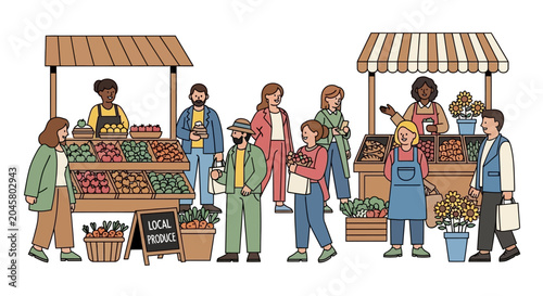 People buying fresh produce market.