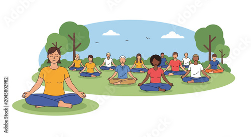 People doing yoga in meditation.