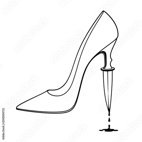 Cuadro en lienzo A striking blend of elegance and danger—a high-heeled shoe with an unexpected twist