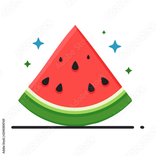 Flat design watermelon slice with stars