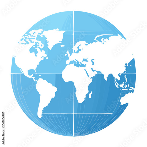 Stylized World Map Globe on White Background