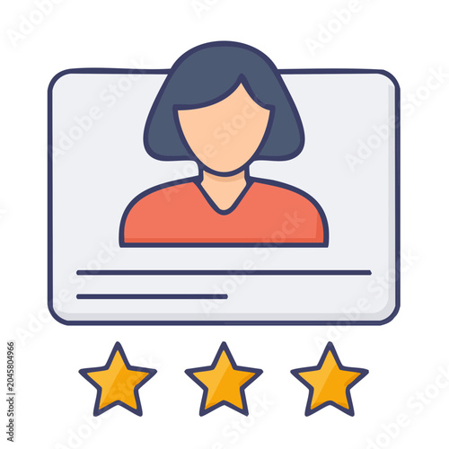 User profile with three star rating icon