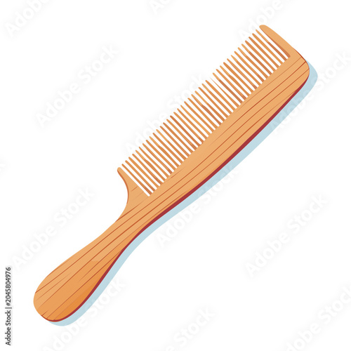 Wooden comb illustration on white background