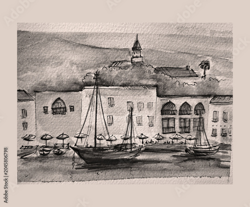 Hand painting watercolor art of watercolor illustration.