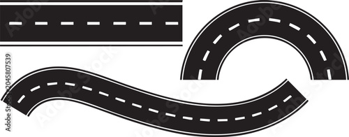 road segments collection straight curved and winding vector paths
