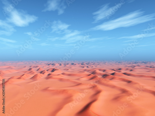 Sandwüste mit Dünen und blauem Himmel