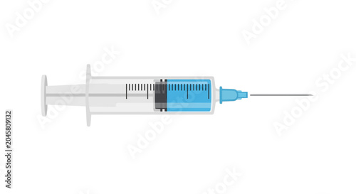 Foto Syringe with blue liquid.