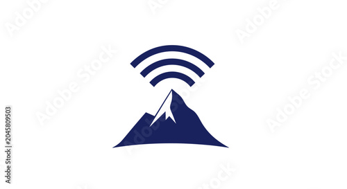 A blue icon showing a mountain peak with wireless signal waves above it