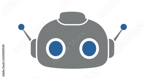 A simple illustration of a friendly robot head with two antennas on a white background