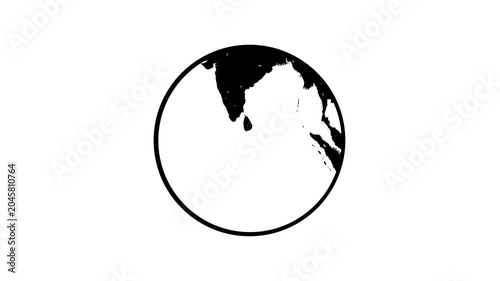 Spinning planet Earth animation on white background.