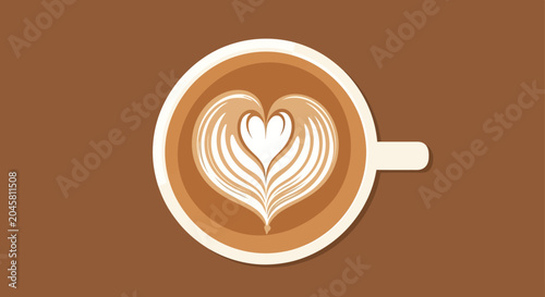 A cup of coffee with heart design.