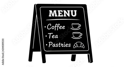Blackboard menu board with coffee tea.