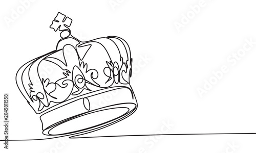 Canvas-taulu Royal king crown one line continuous