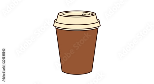 Brown Disposable Coffee Cup Closeup.