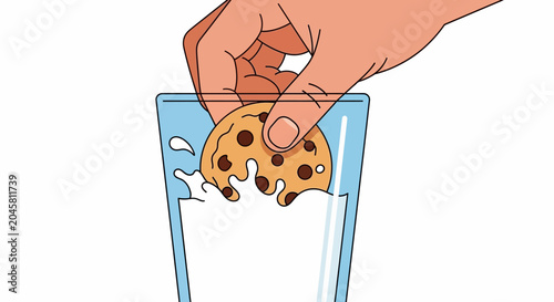 Hand holding chocolate chip cookie.