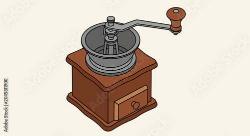 Vintage manual coffee grinder machine.