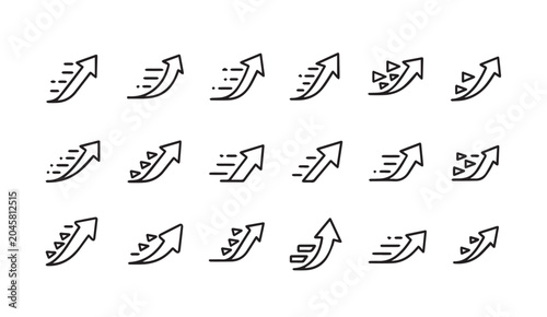 Upward Arrows with Speed Lines Representing Growth and Progress in Minimalist Design